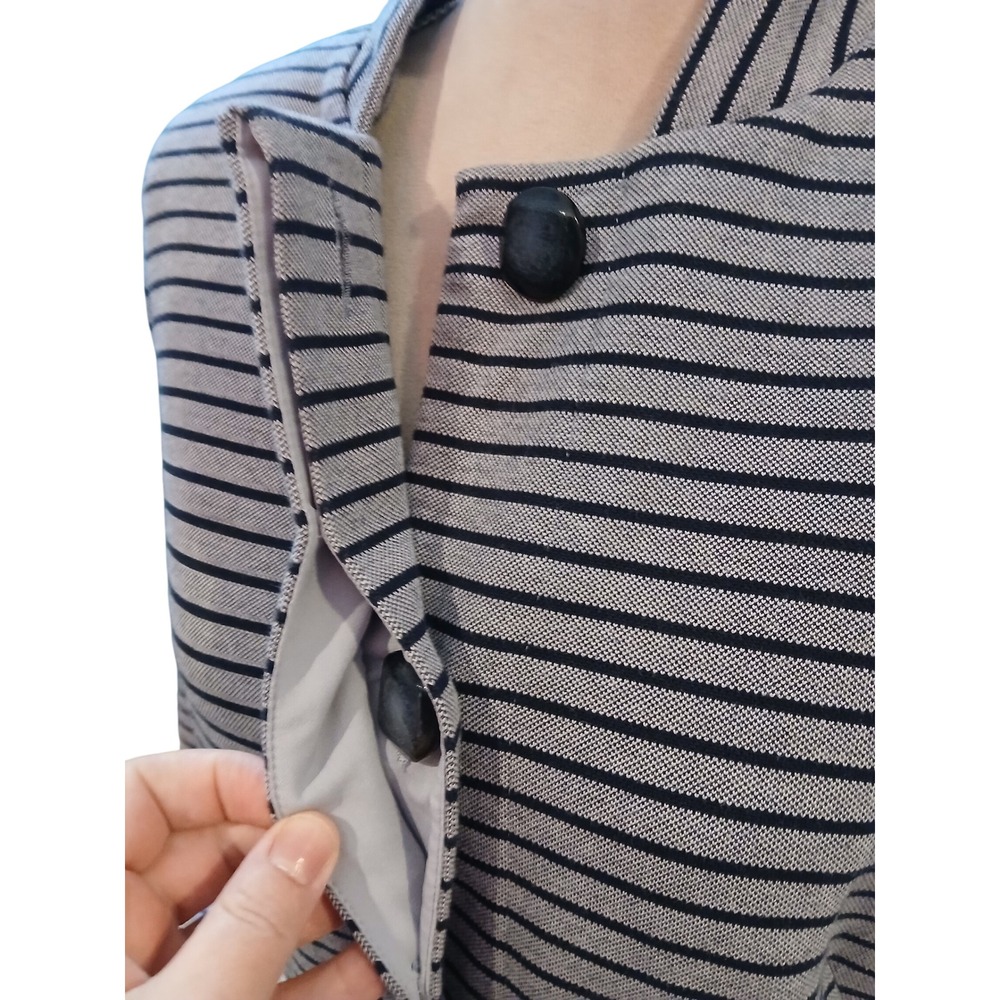Cabi Blue Striped Stand Collar Jacket  Womans blazer Medium Minimalist Office - Picture 2 of 14